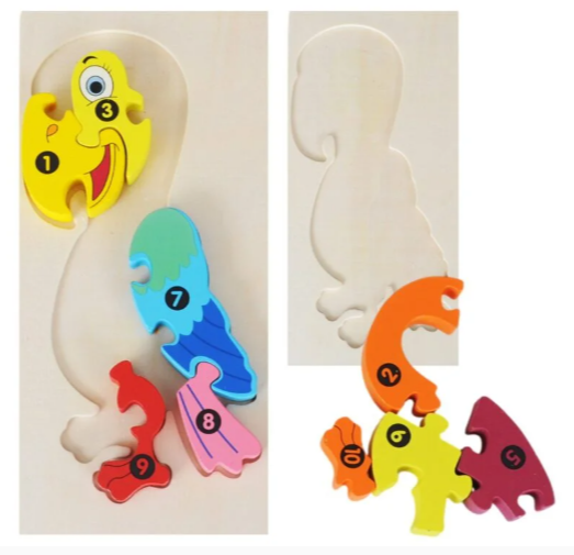 Puidust Montessori 3D numbritega klotsid