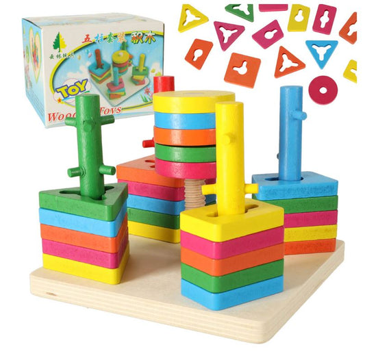 Puidust 5 torniga puzzle